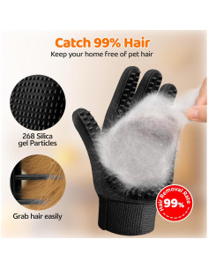 Guante Quitapelos para Mascotas POHAHA - Negro, Suave y Eficiente 2