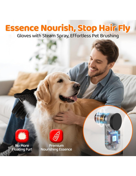 Guante Quitapelos para Mascotas POHAHA - Negro, Suave y Eficiente