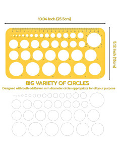 Plantilla Redonda RZDEAL 25.5 cm con 37 Círculos Métricos 2