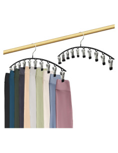 Organizador de Pantalones Sylroal con 10 Clips - 2 Paquetes Negro