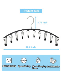 Organizador de Pantalones Sylroal con 10 Clips - 2 Paquetes Negro 2