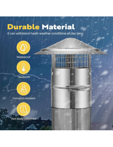 Tapa de Chimenea VIVOHOME 10.16 cm Ajustable Acero Galvanizado