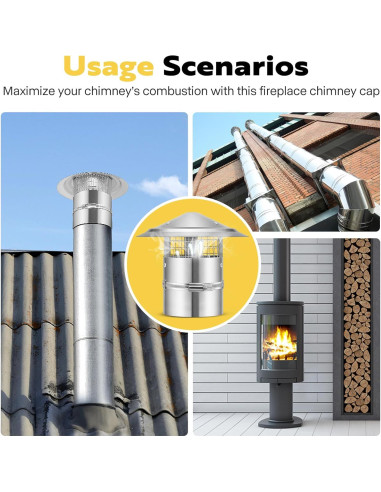 Tapa de Chimenea VIVOHOME 10.16 cm Ajustable Acero Galvanizado