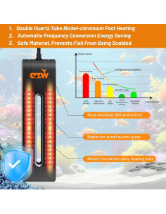 Calentador de Acuario AZW 100W para 94.6-170.3L con LED 2