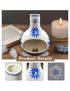 Soporte para Palo Santo BENEONY UMAIL Cerámica Azul y Blanco 2
