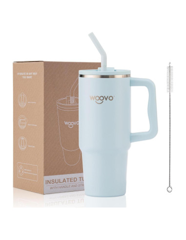 Taza de Agua Aislada WOOVO 30 oz Azul Bebé Doble Pared