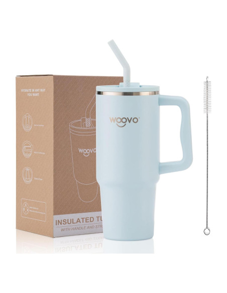 Taza de Agua Aislada WOOVO 30 oz Azul Bebé Doble Pared