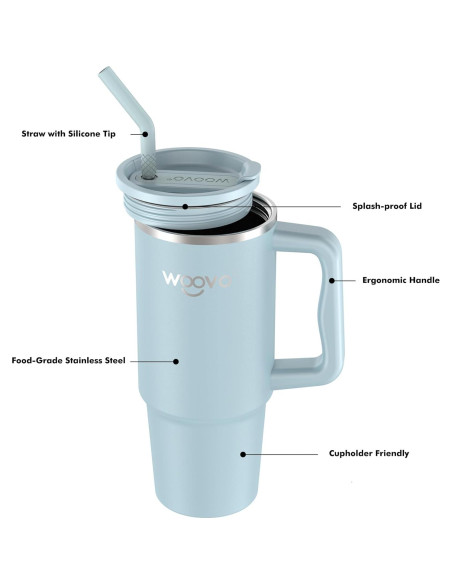 Taza de Agua Aislada WOOVO 30 oz Azul Bebé Doble Pared