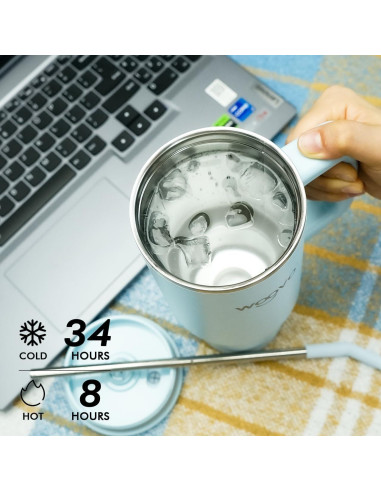 Taza de Agua Aislada WOOVO 30 oz Azul Bebé Doble Pared
