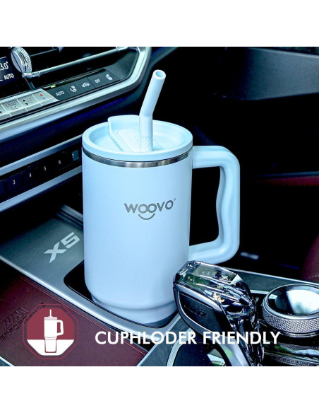 Taza de Agua Aislada WOOVO 30 oz Azul Bebé Doble Pared