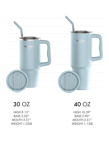 Taza de Agua Aislada WOOVO 30 oz Azul Bebé Doble Pared