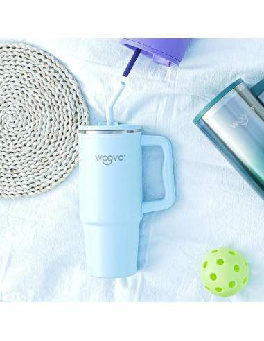 Taza de Agua Aislada WOOVO 30 oz Azul Bebé Doble Pared