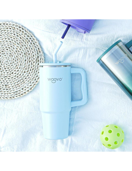 Taza de Agua Aislada WOOVO 30 oz Azul Bebé Doble Pared