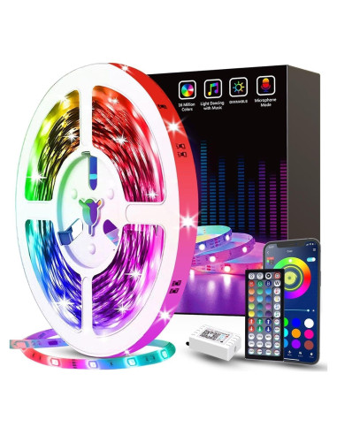 Tira de Luces LED Tenmiro 10m RGB Control Remoto Sincronizadas