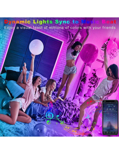 Tira de Luces LED Tenmiro 10m RGB Control Remoto Sincronizadas