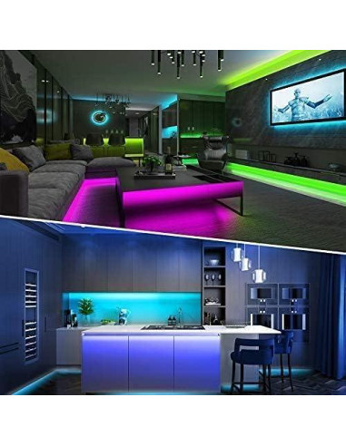 Tira de Luces LED Tenmiro 10m RGB Control Remoto Sincronizadas