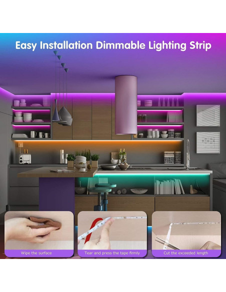 Tira de Luces LED Tenmiro 10m RGB Control Remoto Sincronizadas