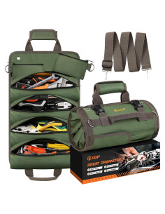 Bolsa de Herramientas Enrollada UUP Verde Resistente 11 Compartimentos