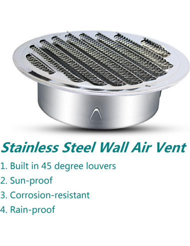 Rejilla de Ventilación de Aire 80mm Allvent Acero Inoxidable