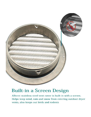 Rejilla de Ventilación de Aire 80mm Allvent Acero Inoxidable