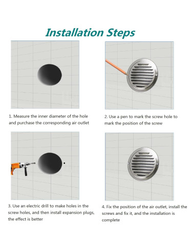 Rejilla de Ventilación de Aire 80mm Allvent Acero Inoxidable