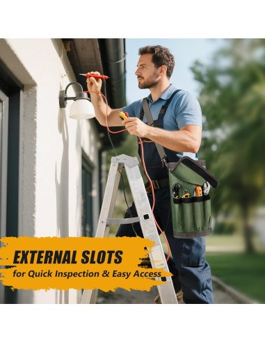 Bolsa de Herramientas Enrollada UUP Verde Resistente 11 Compartimentos