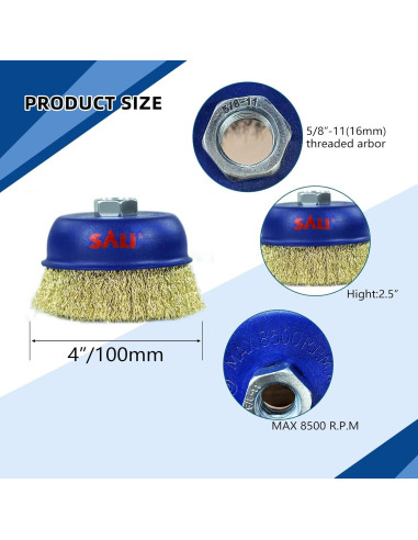 Cepillos de Copa de Alambre SALI 4" Crimpado Grueso - Paquete de 2