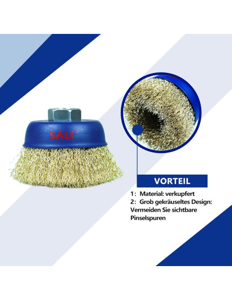 Cepillos de Copa de Alambre SALI 4" Crimpado Grueso - Paquete de 2