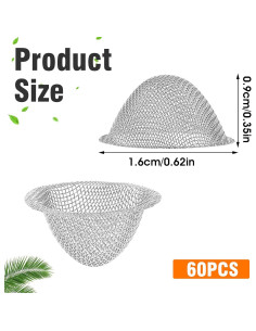 60 Filtros de Pantalla de Tazón Acero Inoxidable 16mm Reutilizables 2