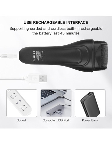 Removedor Eléctrico de Callos BDFDSJ Negro, Kit Pedicura Profesional