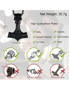 Collar Martillo de Thor Vikingo Acero Inoxidable 61 cm 2