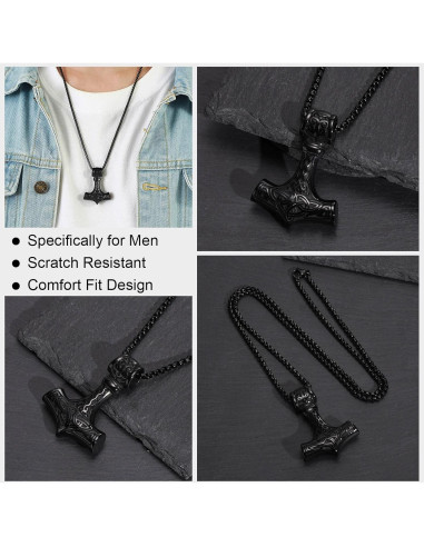 Collar Martillo de Thor Vikingo Acero Inoxidable 61 cm