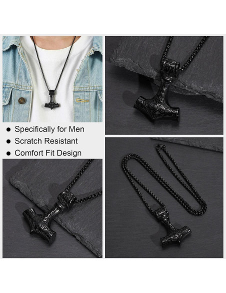 Collar Martillo de Thor Vikingo Acero Inoxidable 61 cm