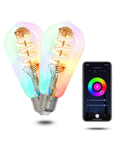 Bombillas LED Inteligentes MOES ST64 WiFi 2 Paquete RGB 5W