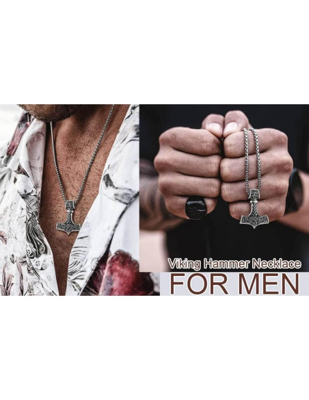 Collar Martillo de Thor Vikingo Acero Inoxidable 61 cm