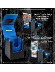 Caja de Deck Venssu para Cartas TCG Magnética 100% UV - Negro y Azul 2