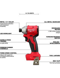 Controlador de Impacto Milwaukee M18 1/4" Hex 3 Velocidades 2
