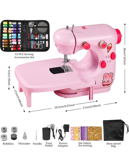 Mini Máquina de Coser Plys Rosa para Principiantes 1.36kg