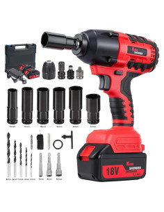 Llave de impacto inalámbrica Drytuns 18V 1500Nm 4 en 1