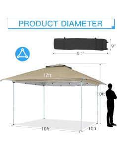 Carpa Plegable 3.66m ECOTOUGE Impermeable y UV para Exterior 2