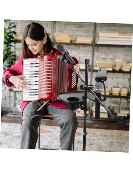 Soporte de Micrófono ERINGOGO con Bandeja Negra 31x20cm