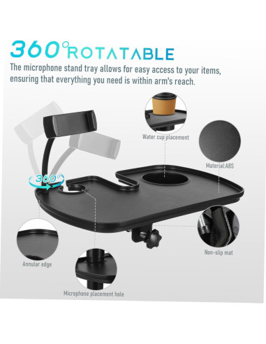 Soporte de Micrófono ERINGOGO con Bandeja Negra 31x20cm