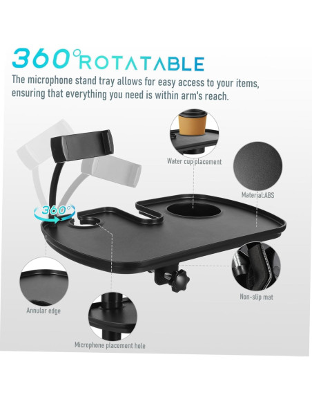 Soporte de Micrófono ERINGOGO con Bandeja Negra 31x20cm