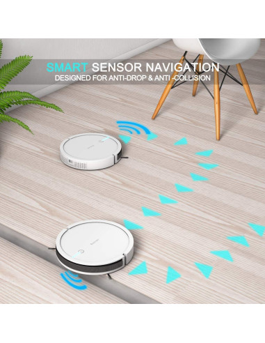 Aspiradora Robot COSTWAY 2000Pa Control Remoto 120min Blanco