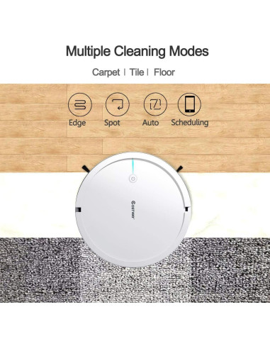 Aspiradora Robot COSTWAY 2000Pa Control Remoto 120min Blanco