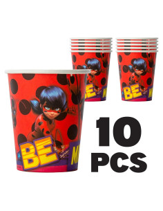 Juego de Vasos de Papel Miraculous Ladybug - 10 Unidades - Fiesta Cumpleaños