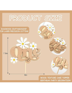 Adorno de Pastel de Margarita BOOMPA - Madera Premium 15.24 cm 2