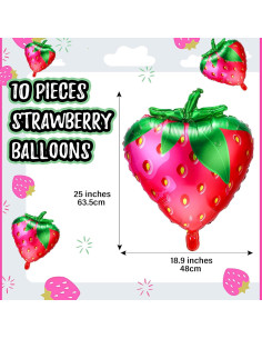 Globos de Fresa Foil Skylety 10 Piezas 48x63 cm Decoración 2