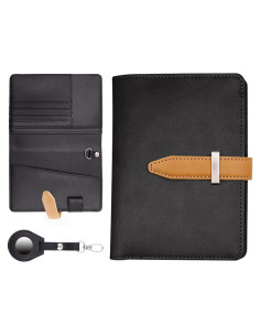 Funda para Pasaporte con Bloqueo RFID y Soporte AirTag - Negro