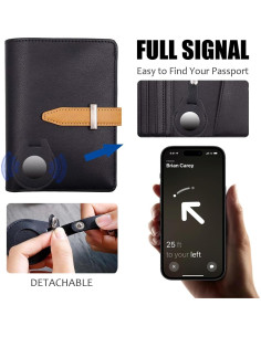 Funda para Pasaporte con Bloqueo RFID y Soporte AirTag - Negro 2